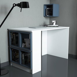 Hanah Home Mesa de Estudio Moderna Blanco y Azul